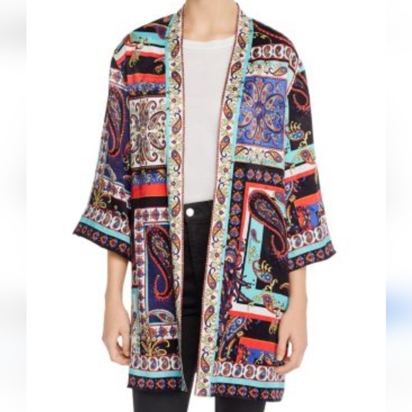 ALICE + OLIVIA KOKO PAISLEY KIMONO CARDIGAN PATCHWORK PRINTED MEDIUM PAISLY - Picture 12 of 12